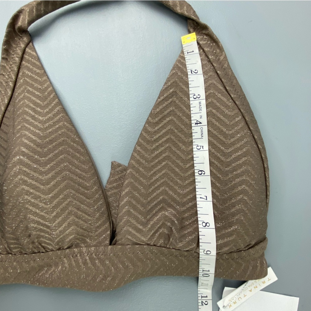 NWT Trina Turk Bronze Lurex Glittery Halter Bikini Top Size 12 - Picture 9 of 9